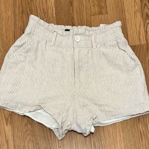 Hollister Women's High Waist Striped Shorts - Cream